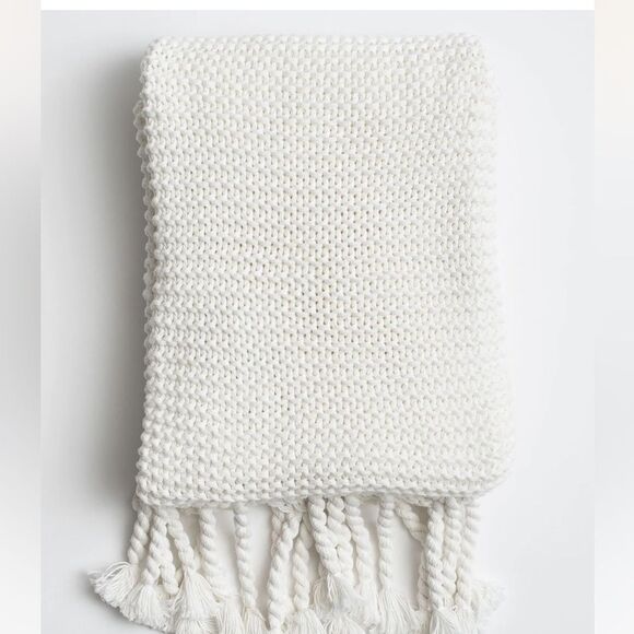 Zestt Organics The Knit Throw Dreamsoft Organic Cotton in Soft White NWOT - Picture 4 of 13
